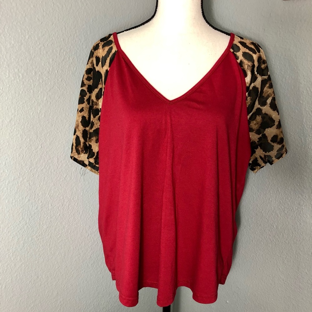 Red V-Neck Tee - Picture 2 of 6